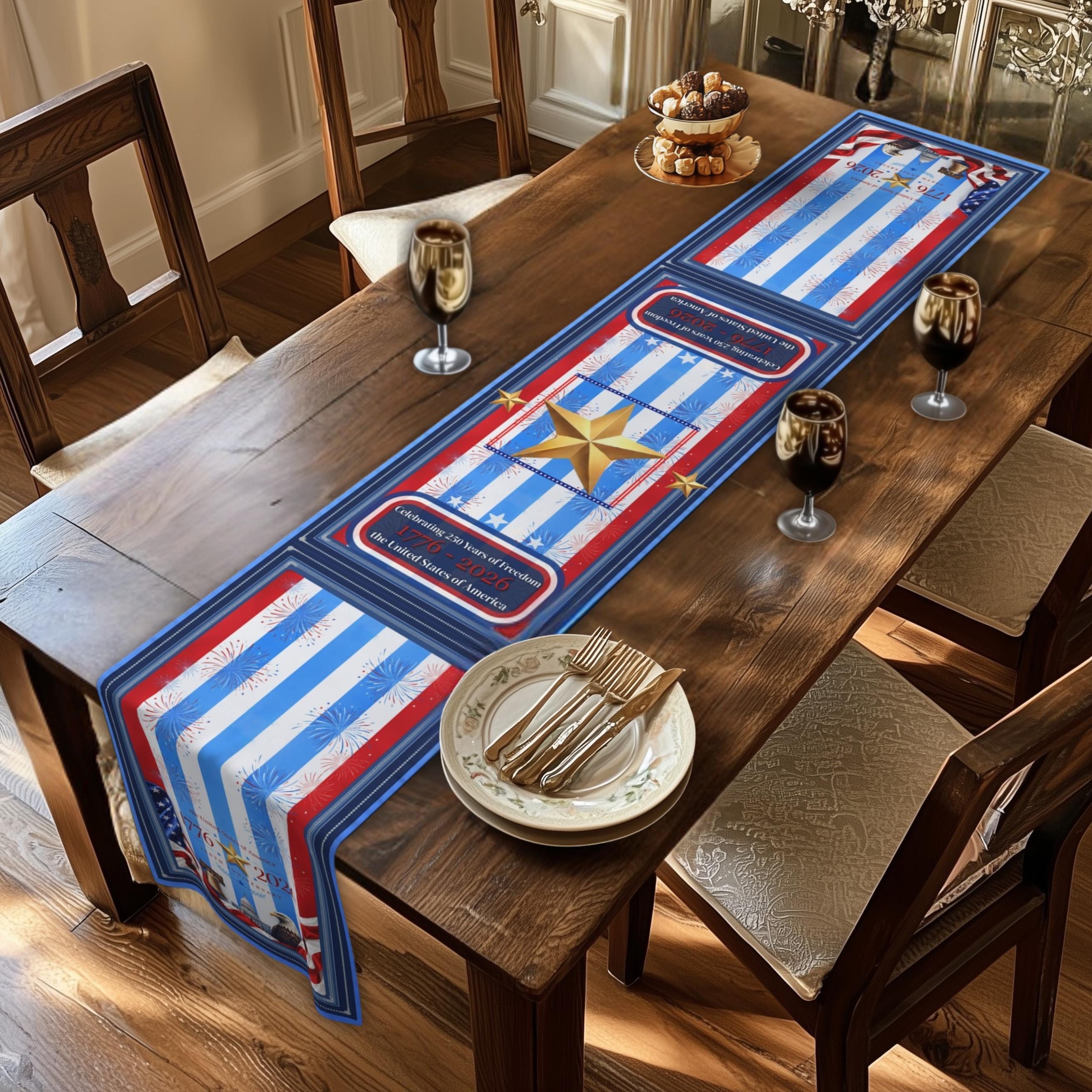 Patriotic Striped Table Runner: America 250th Anniversary Limited Edition