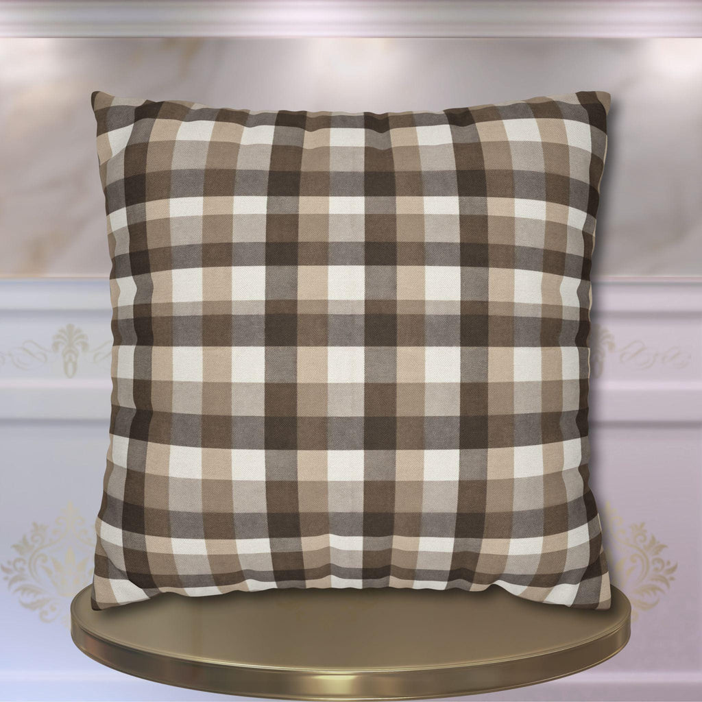 Neutral Brown Gingham Plaid Pillow Cover: Farmhouse Buffalo Check Accent