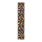 Christmas Holly Table Runner, Teal Red Berry Gold Leaf Design