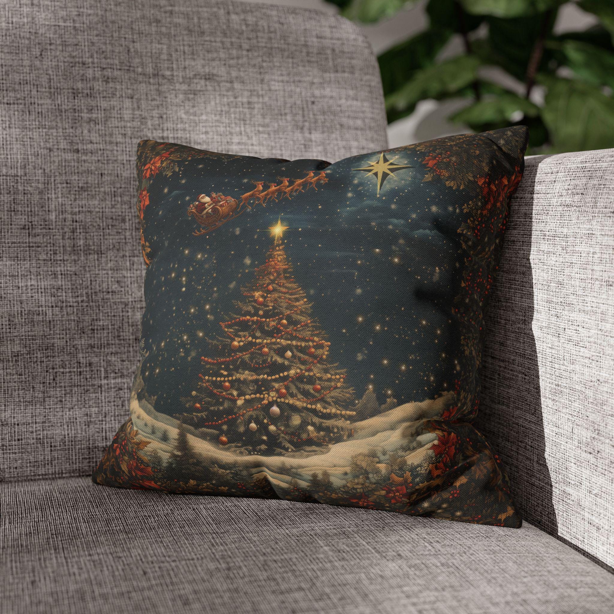 Santa's Sleigh Christmas Pillowcase: Festive Holiday Decor Winter Home Accent