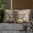 William Morris Hummingbird Pillow Cover: Vintage Style Floral Art, Pastel Green