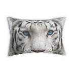 White Tiger Lumbar Pillow: Jungle Safari Accent Cushion