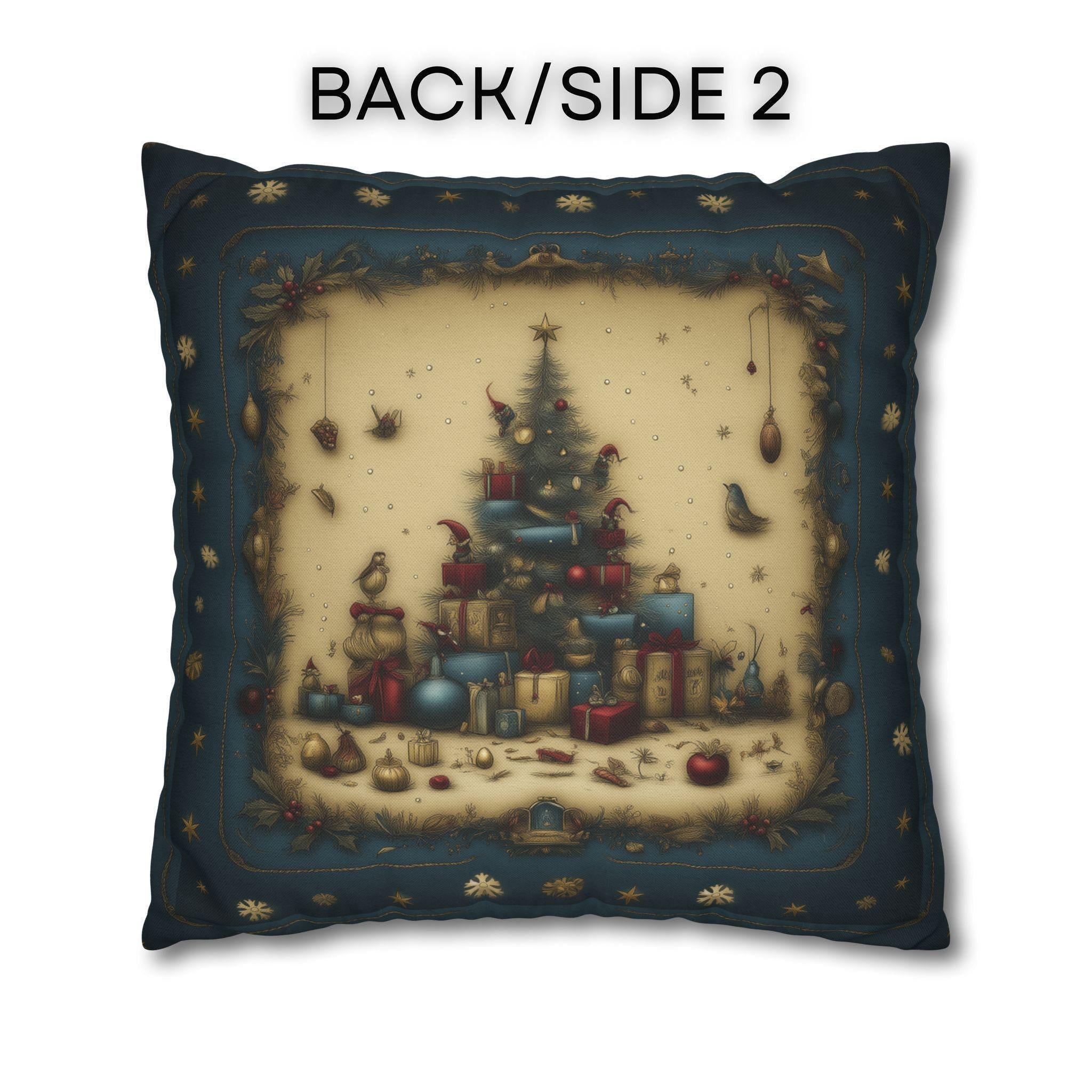 Vintage Style Christmas Tree & Presents Pillow Cover:  Heirloom Nostalgic Winter Holiday Decor