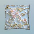 Rococo Coquette Pillow Cover: Pink Flowers, Gold Accents
