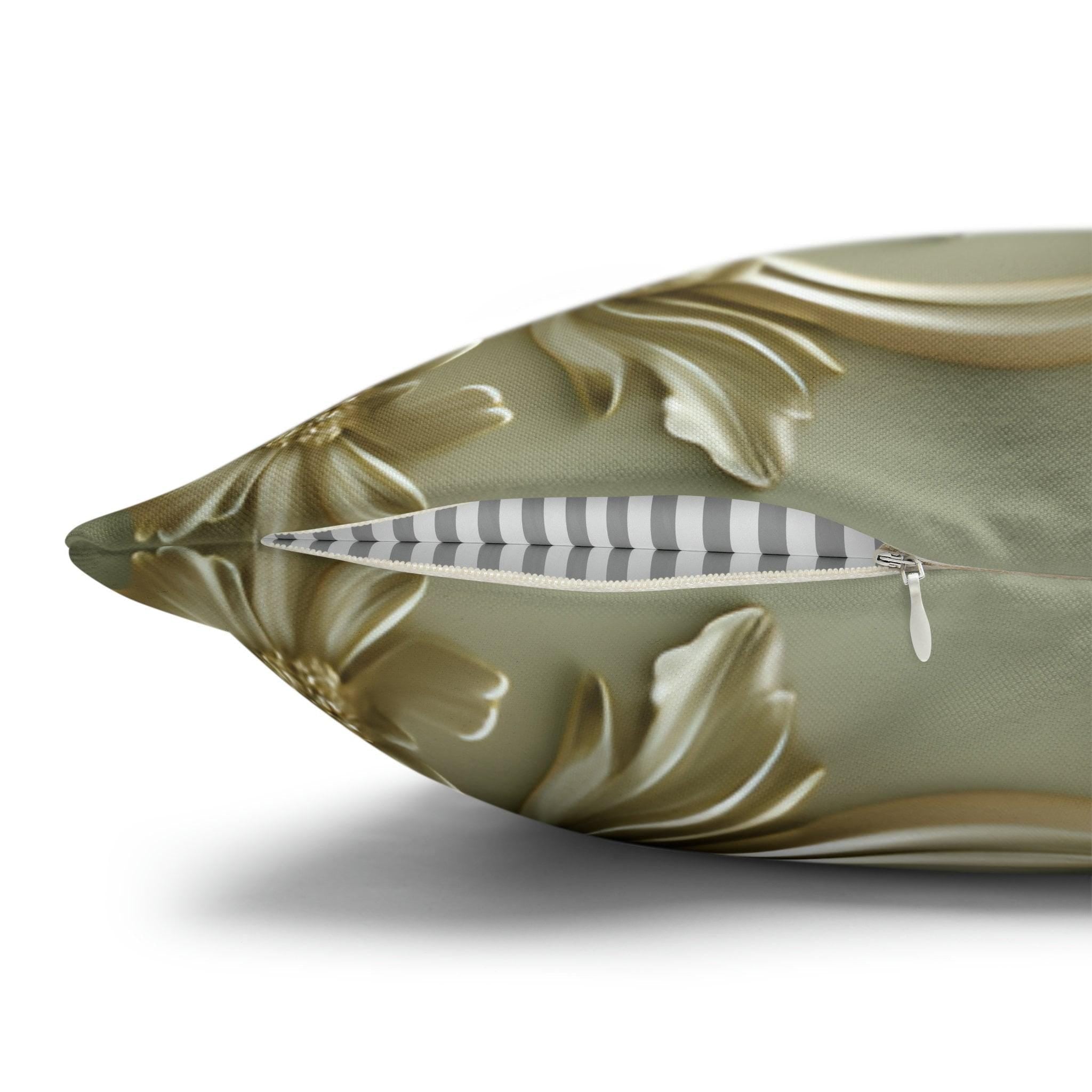 French Floral Pillow Cover: Sage Green & Gold Bloom Cushion
