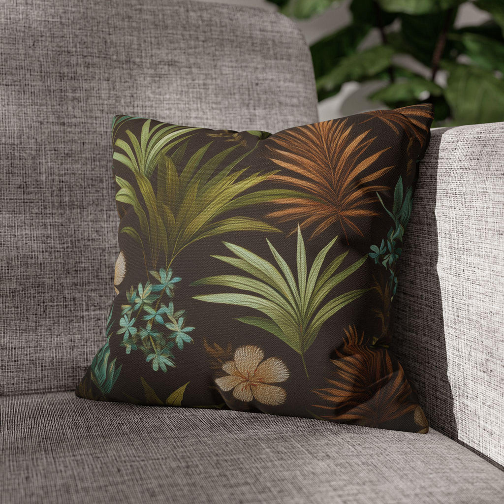 Earth Tone Tropical Leaf Pillow Cover: Jungle-Inspired Boho Cushion for Nature-Inspired Home Decor