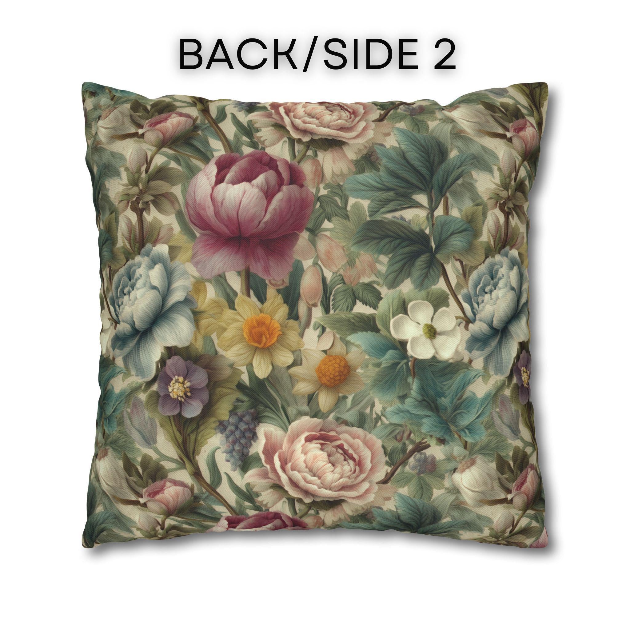 Spring Pastel Watercolor Pillow Cover: Romantic Floral Garden Pink, Blue and Sage