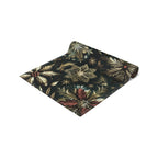 Emerald Green Holiday Table Runner: Gold Snowflakes, Red Poinsettias