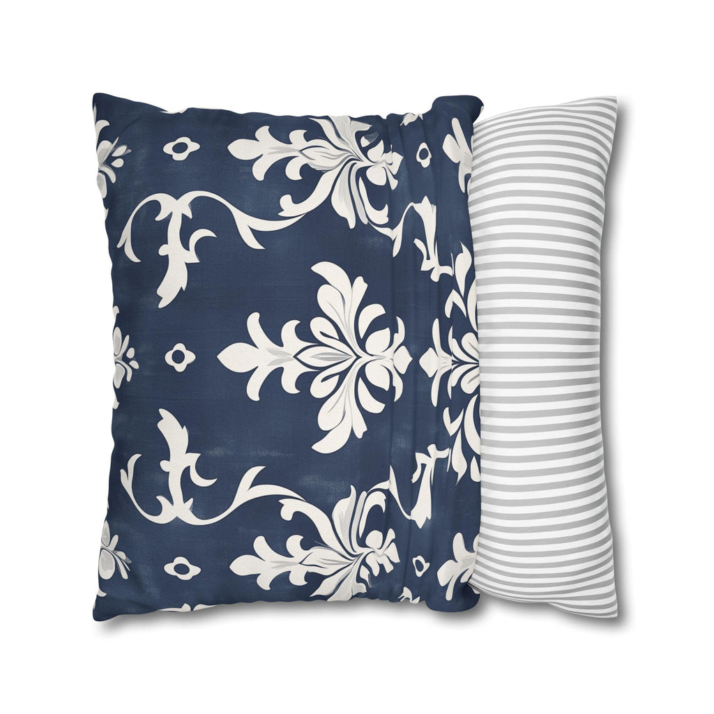 Bold Damask Pattern Pillow Cover, Navy Blue & White Elegant Home Decor