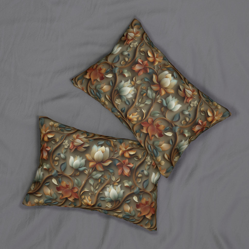 Vintage-Inspired Autumn Floral Lumbar Pillow: William Morris Style Tapestry Home Accent