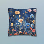 Navy Blue Floral Pillow Cover: Dreamy Garden Accent
