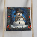 William Morris Inspired Snowman Hand Towel: Christmas Winter Bath or Kitchen Decor