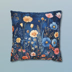 Navy Blue Floral Pillow Cover: Dreamy Garden Accent