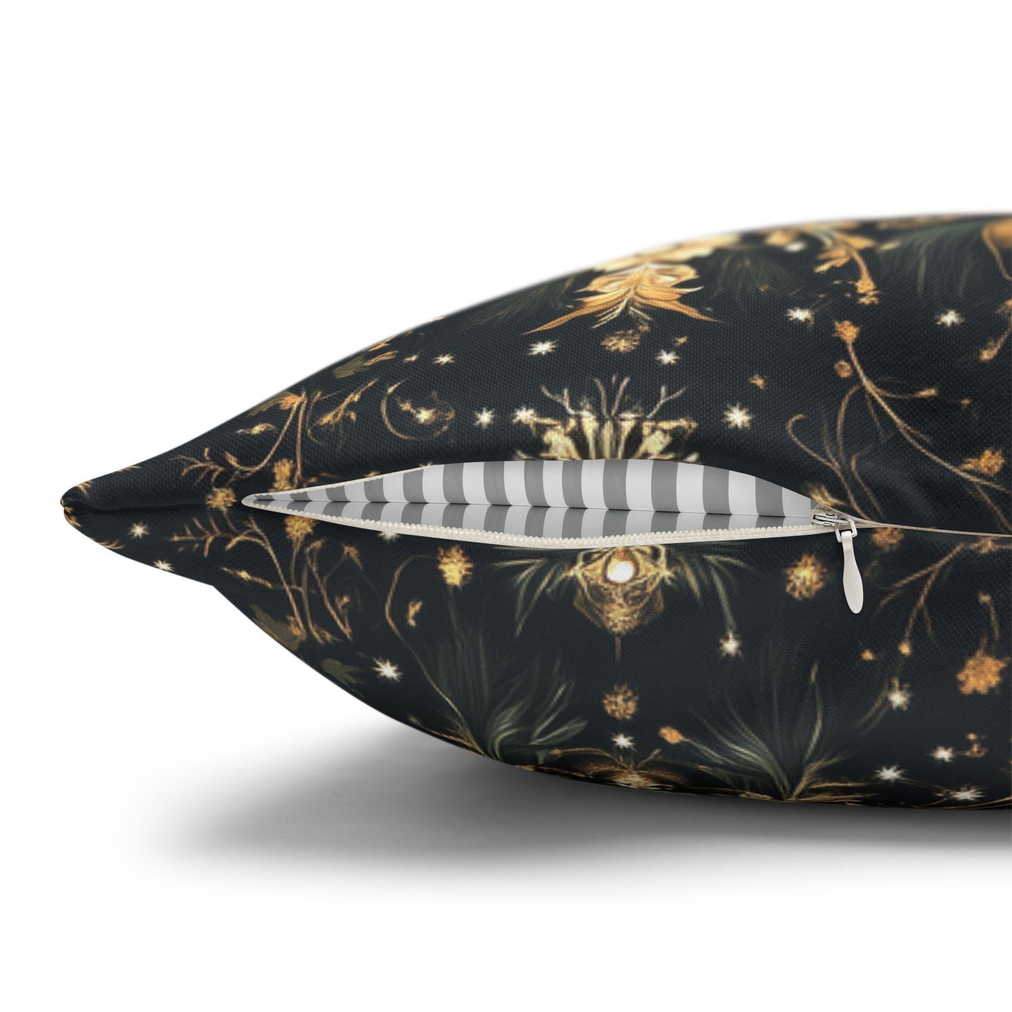 Christmas Tree Pillow Cover: Luxe Gold Red & Green on Deep Charcoal Holiday Decor