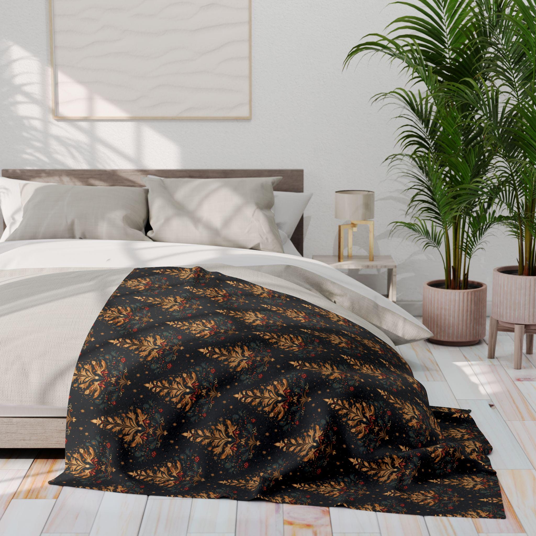 William Morris Christmas Tree Fleece Blanket: Holiday Throw