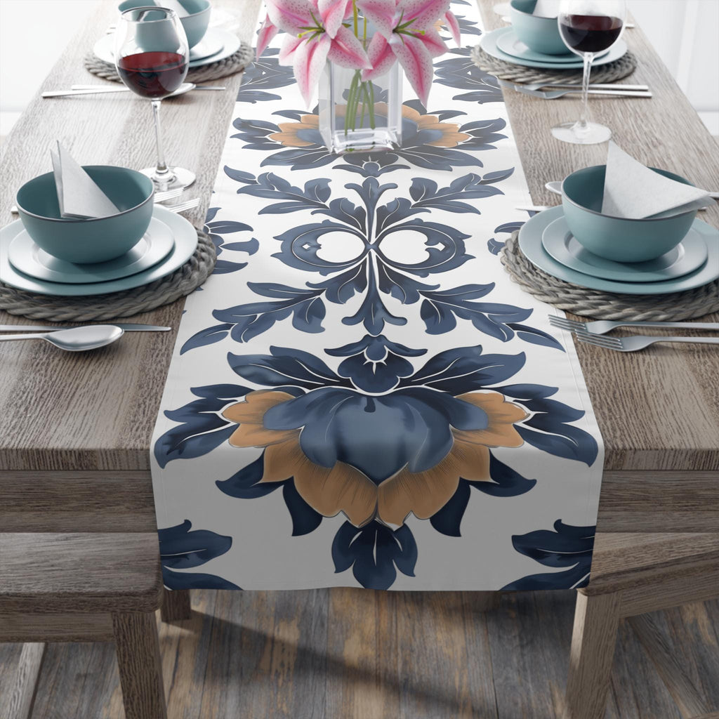 Floral French Country Table Runner: Blue Camel Farmhouse Decor