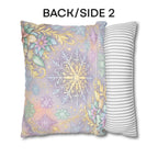 Pastel Snowflake Pillow Cover: Coquette Christmas Decor, Dreamy Lilac Mint Winter