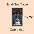 William Morris Inspired Snowman Hand Towel: Christmas Winter Bath or Kitchen Decor