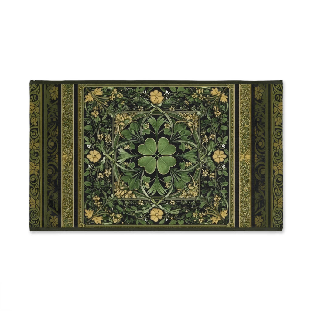 Celtic Clover Botanical Hand Towel: William Morris Inspired Green Tapestry for Bath or Kitchen