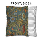 William Morris Inspired Throw Pillow Cover: Moody Teal Botanical Floral