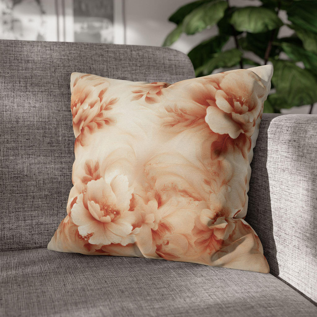 Peach Floral Pillow Cover: Romantic Botanical Home Decor