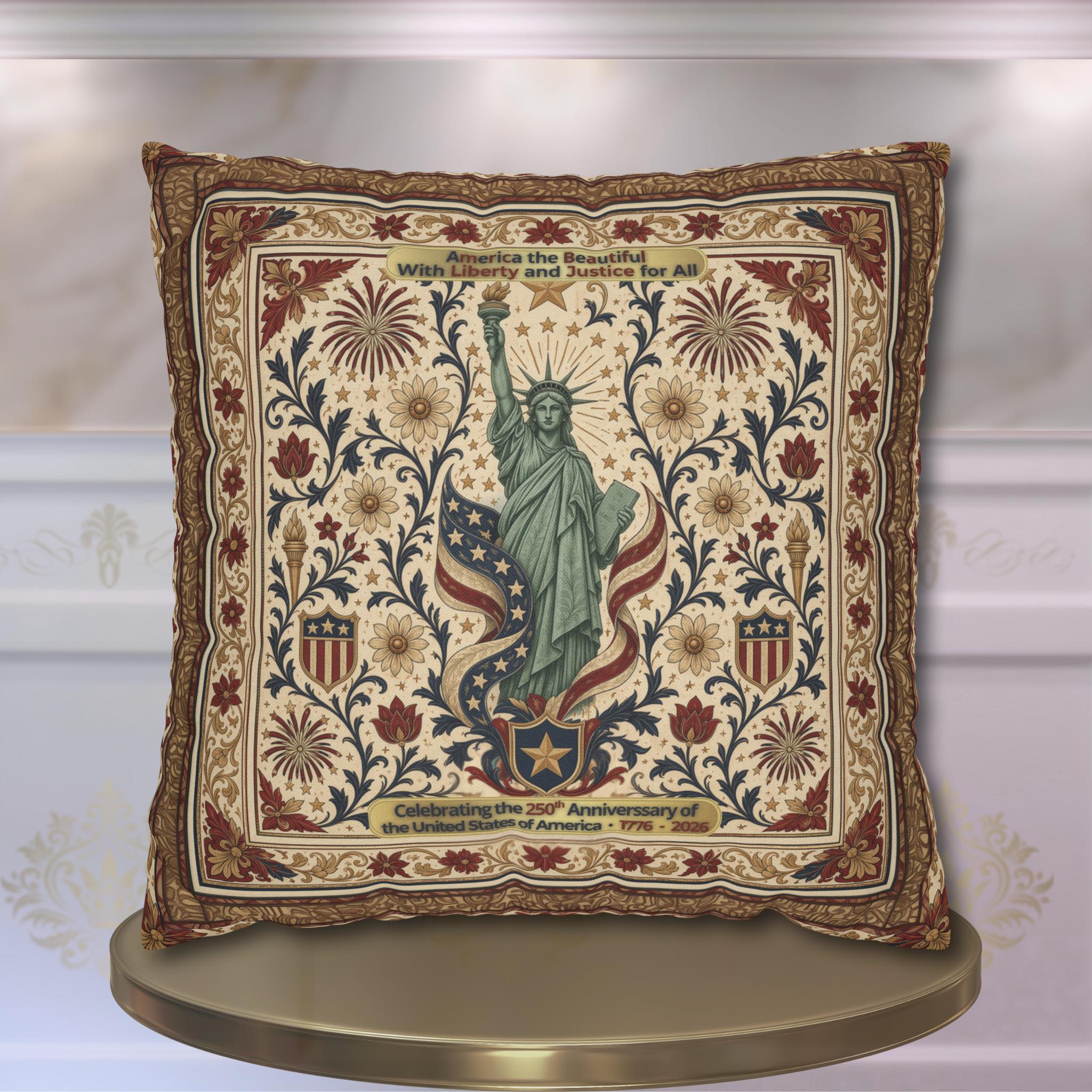 Patriotic Statue of Liberty Pillow Cover: Americana Heritage Design