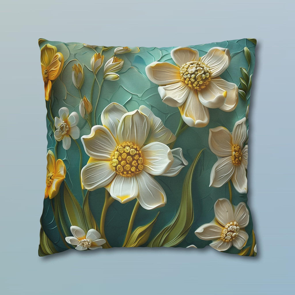 Teal Floral Pillow Cover: Clementine Botanical Garden Accent Cushion