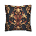 Baroque Fleur-de-Lis Pillow Cover: Gold & Burgundy Floral Design
