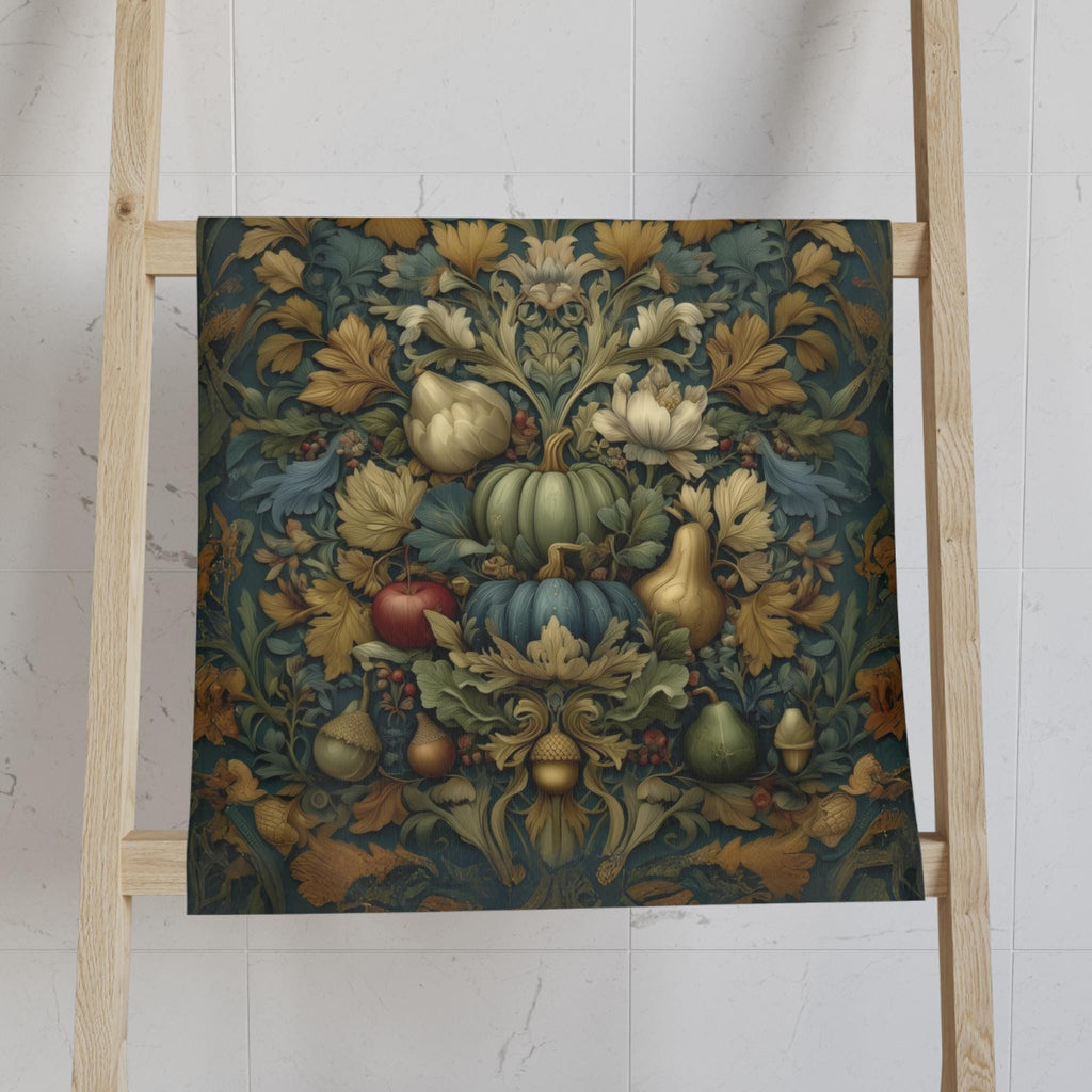 William Morris Inspired Hand Towel: Botanical Autumn Harvest for Cozy Fall Home Decor