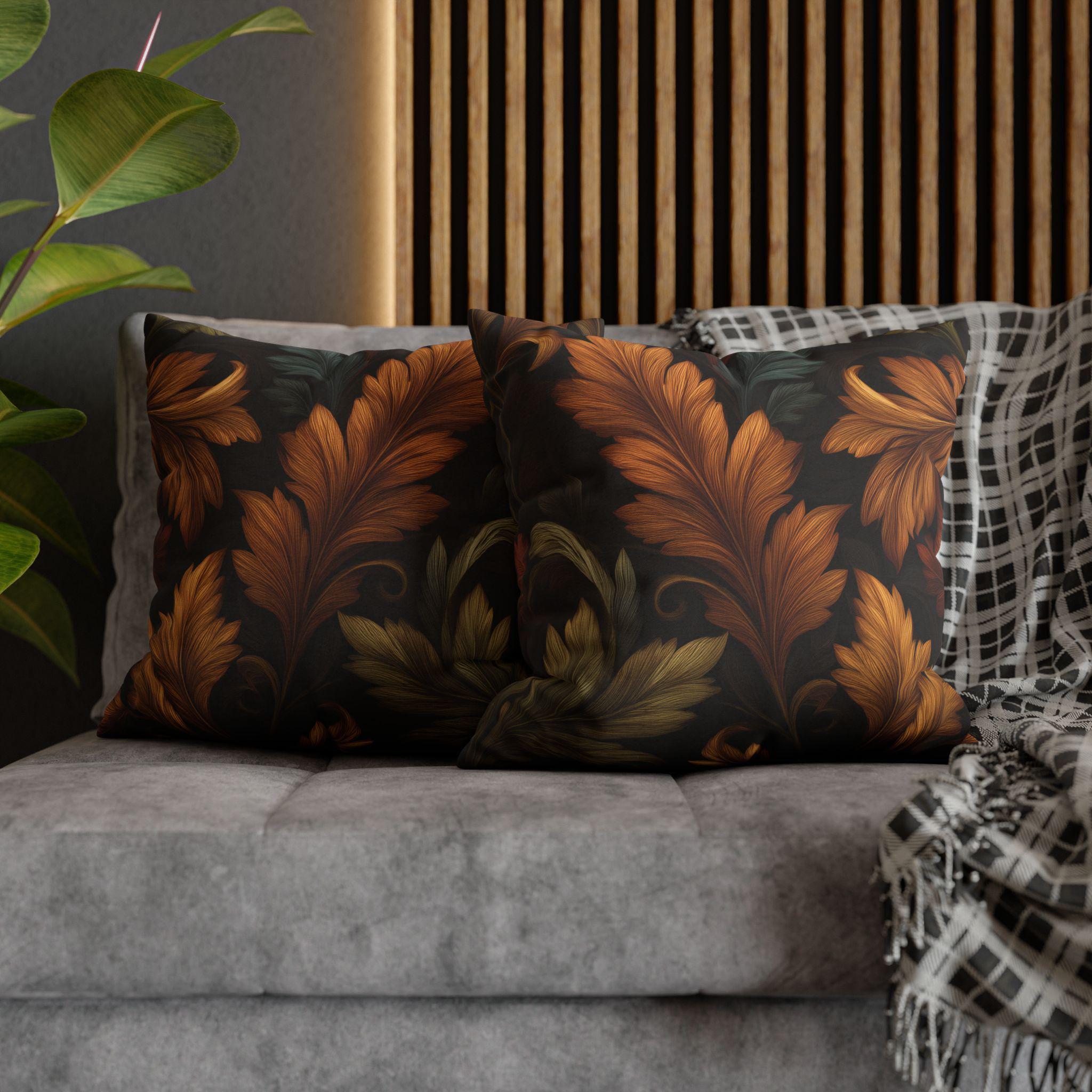 William Morris Autumn Leaves Tapestry Pillow Cover: Vintage-Inspired Dark Fall Cushion Decor