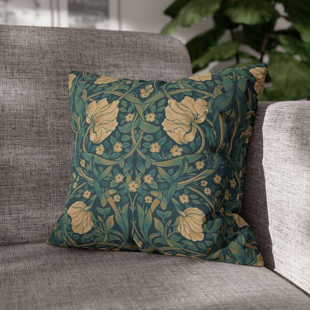 William Morris Midnight-Teal Champagne Pillow Cover: Vintage Pimpernel Reconstructed
