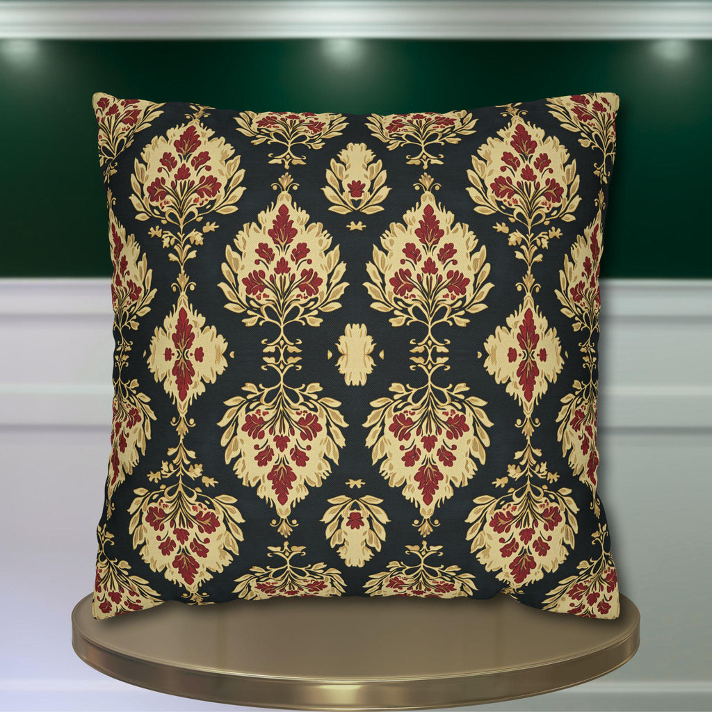 Elegant Ikat Christmas Pillow Cover: Red, Green & Gold Holiday Cushion for Festive Home Decor