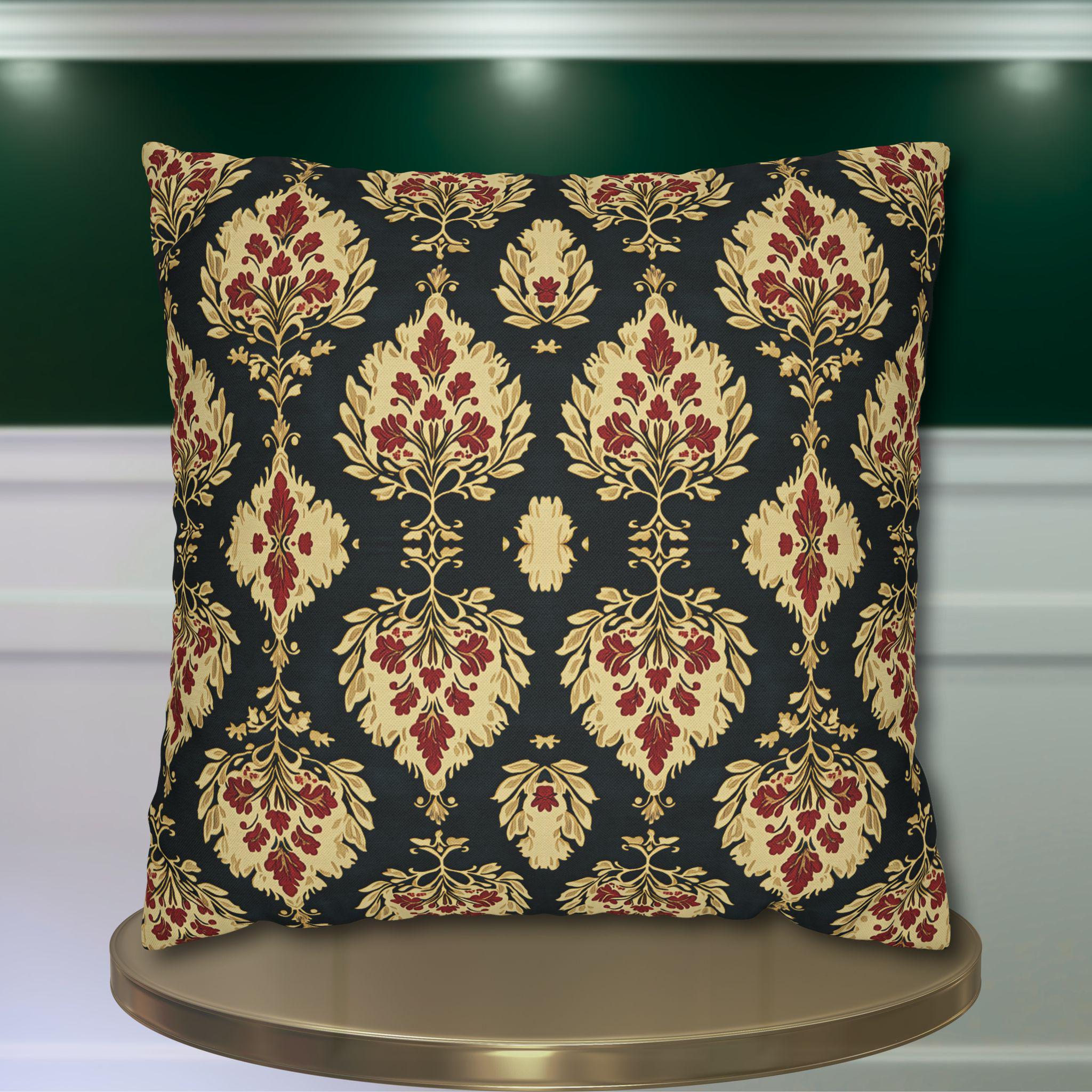 Elegant Ikat Christmas Pillow Cover: Red, Green & Gold Holiday Cushion for Festive Home Decor
