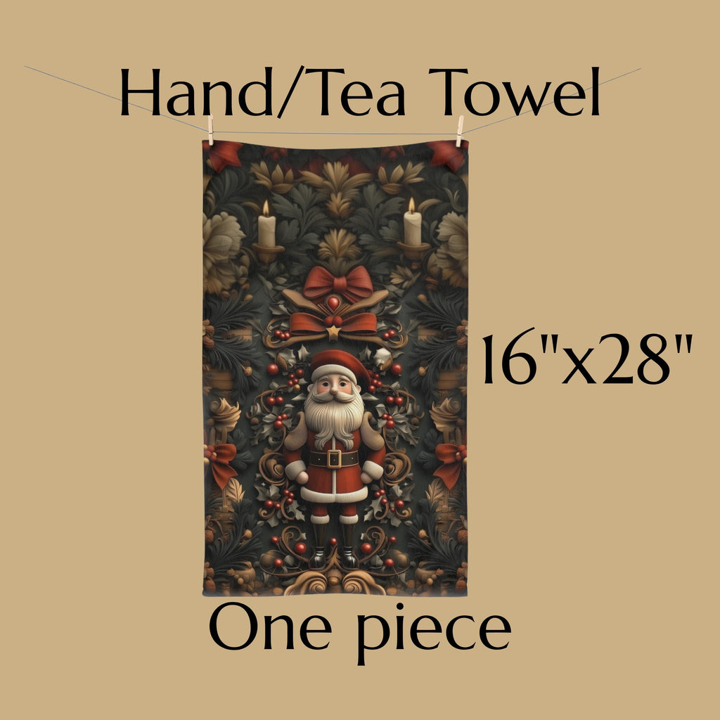 William Morris Inspired Christmas Tea Towel: Nostalgia Santa Claus