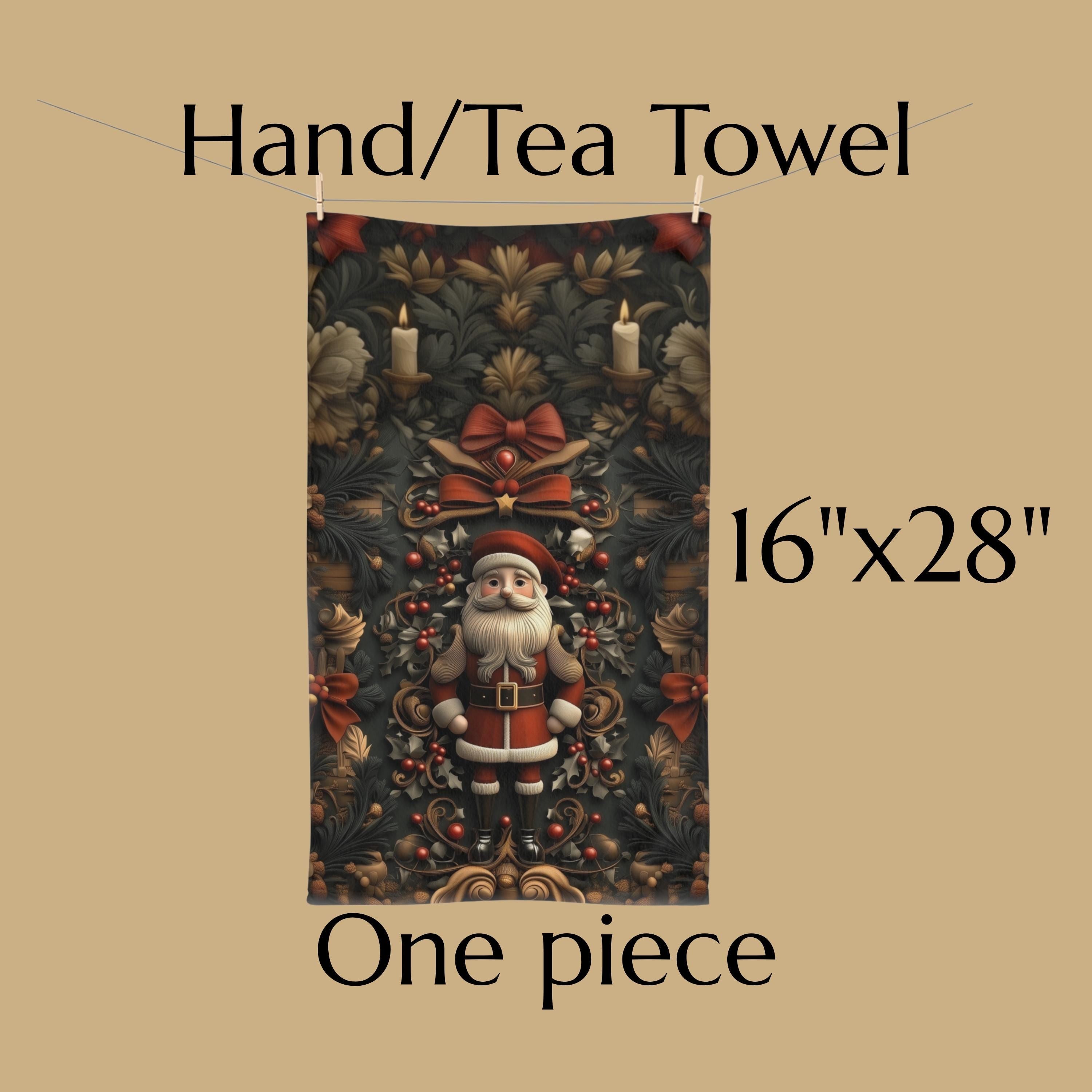William Morris Inspired Christmas Tea Towel: Nostalgia Santa Claus