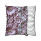 Pink Floral Coquette Pillow Cover: Rococo Style Cushion