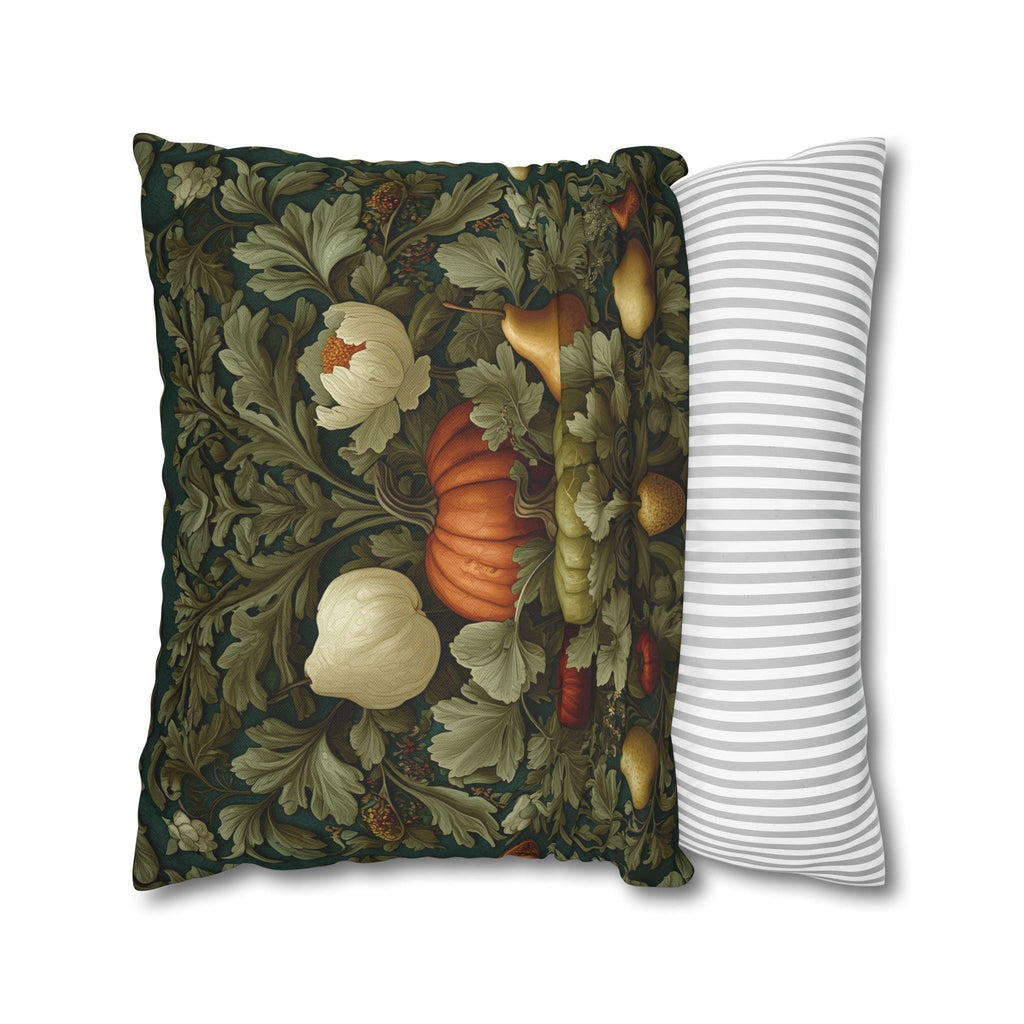 William Morris Botanical Fall Throw Pillow Cover: Green Pumpkin Harvest Tapestry Decor for Fall