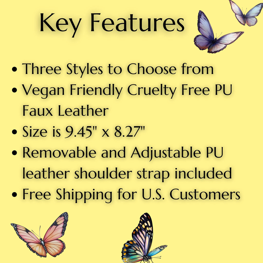 Butterfly Floral Vegan Leather Handbag: Spring Shoulder Satchel with Strap for Women