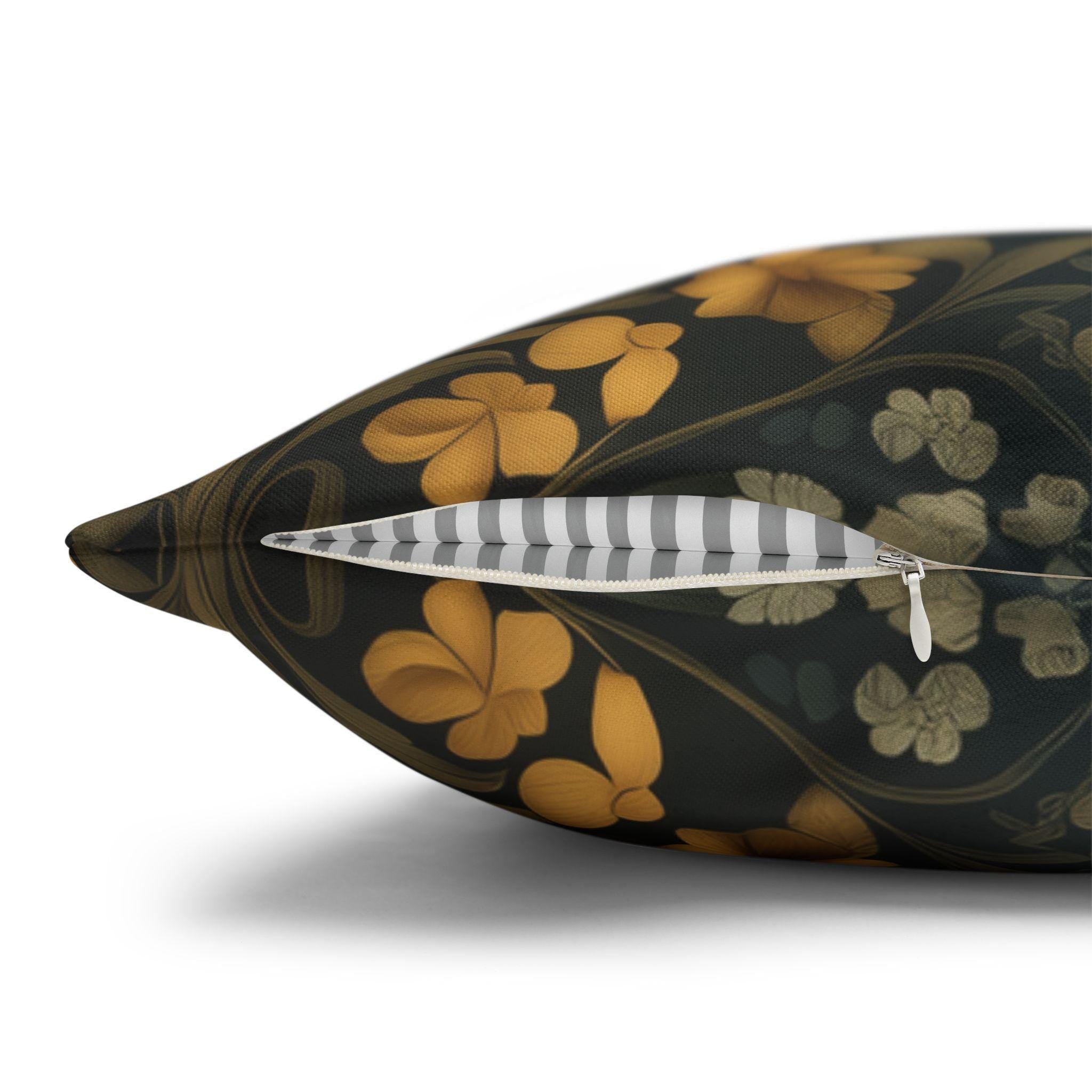 William Morris Botanical Square Pillow Cover: Golden Ochre Floral Tapestry