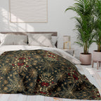 Elegant Golden Snowflake Poinsettia Fleece Blanket: Christmas Decor & Cozy Winter Gift