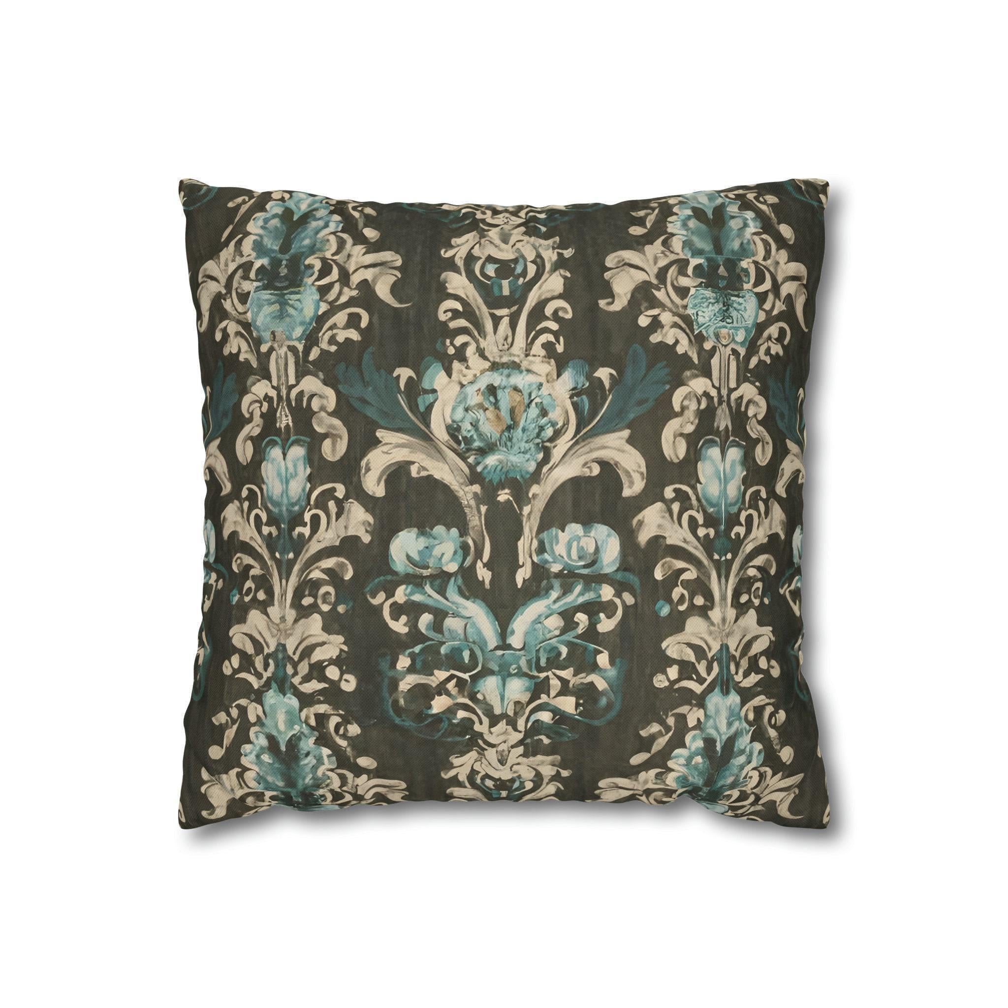 Vintage Style Floral Pillow Cover: Pale Blue Print, Farmhouse Chic