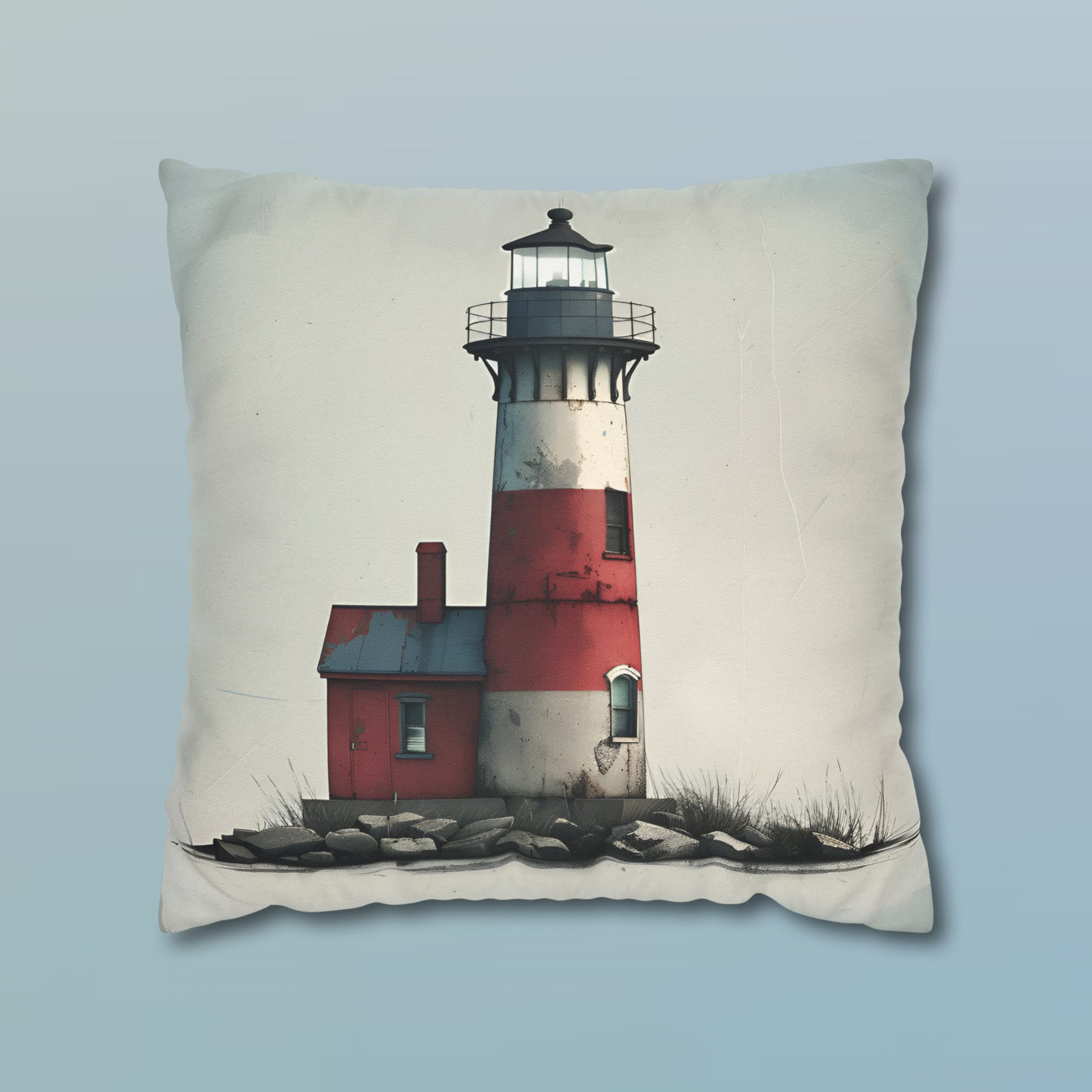 Vintage Style Nautical Lighthouse Pillow Cover: Coastal Beach House Decor