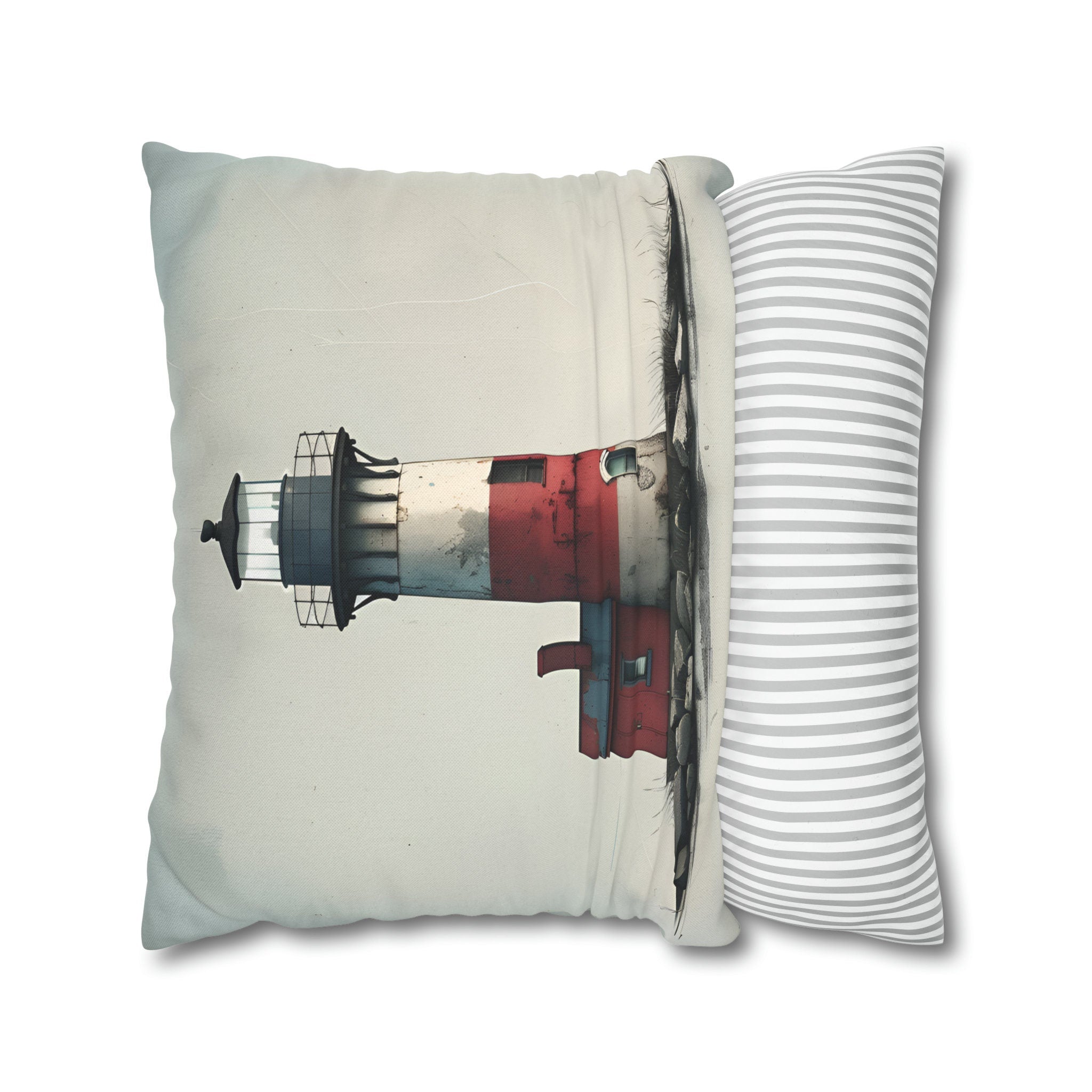 Vintage Style Nautical Lighthouse Pillow Cover: Coastal Beach House Decor