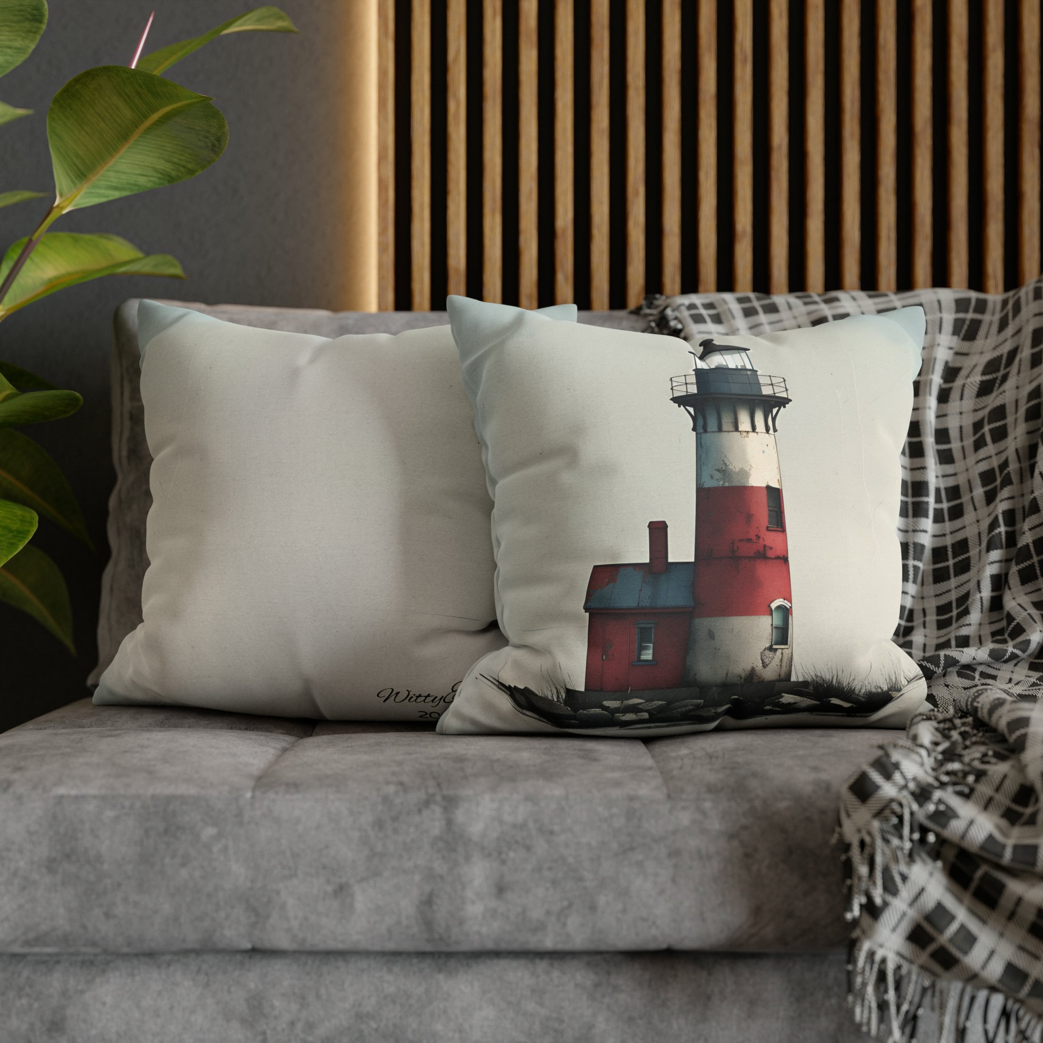 Vintage Style Nautical Lighthouse Pillow Cover: Coastal Beach House Decor
