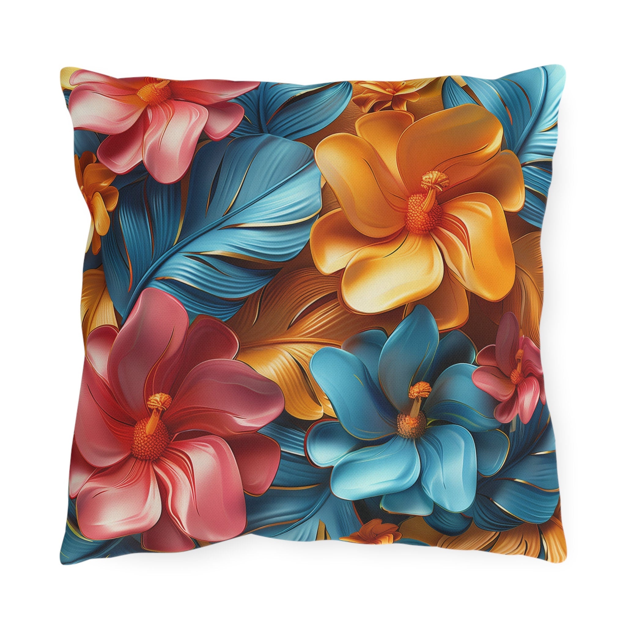 Tropical Floral Outdoor Pillow: Vivid Garden Cushion