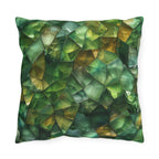 Green Geometric Outdoor Pillow: Mosaic Crystal Design, UV & Water Resistant