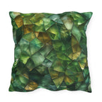 Green Geometric Outdoor Pillow: Mosaic Crystal Design, UV & Water Resistant