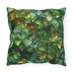 Green Geometric Outdoor Pillow: Mosaic Crystal Design, UV & Water Resistant