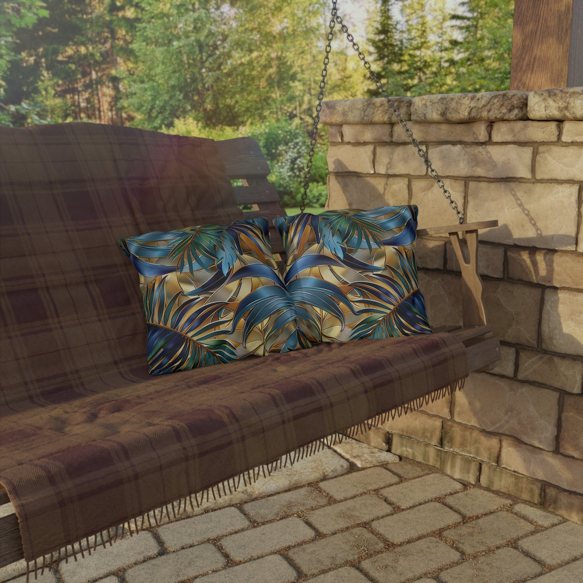 Tropical Palm Leaf Outdoor Pillow: Luxury Botanical Cushion for Patio, Poolside & Garden Decor