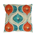 Retro Geometric Outdoor Pillow: Mid-Century Modern Turquoise & Orange UV-Resistant Cushion
